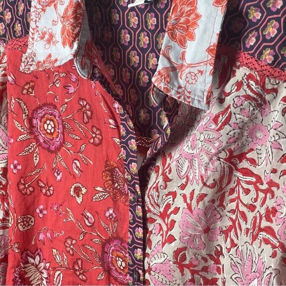 SUNDANCE Patchwork Handkerchief Shirt, Festival, Coastal, Boho, Hippie, Artsy, S - Picture 6 of 8